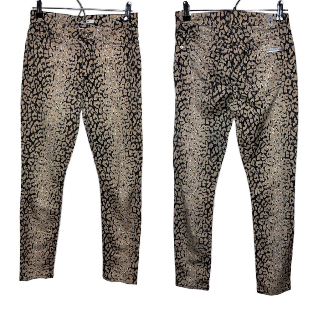 7 For All Mankind Women's Sz 27 Leopard Print Stretch Skinny Jean (1887)